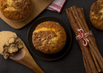 Brown Sugar and Cinnamon Muffins on a Kitchen Counter