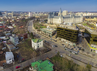 Fototapeta na wymiar Iasi city in Moldavia, Romania. Aerial view