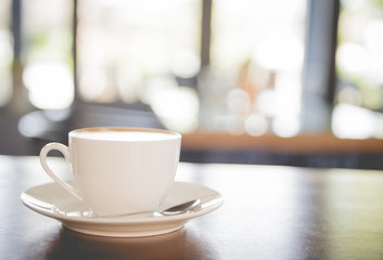 cup of coffee on table in cafe