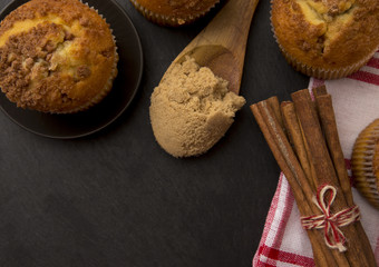 Brown Sugar and Cinnamon Muffins on a Kitchen Counter