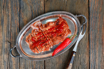 Delicious Steak Medium Roasted with Herbs and Pepper. Fresh grilled meat. Grilled beef steak medium...