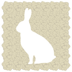 cute floral easter white rabbit postcard with beige rose