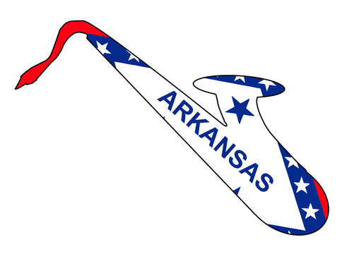Saxophone Silhouette With Arkansas State Flag