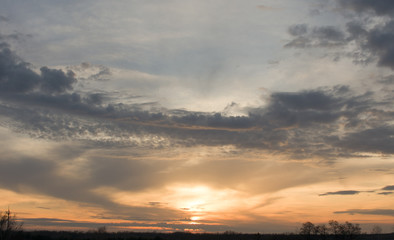 bright winter sunset