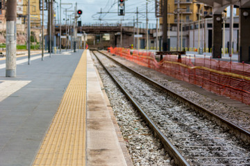 Horizontal View of a Railway Station on Blur Background