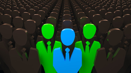 Obraz premium 3d illustration of businessman figures leadership and teamwork