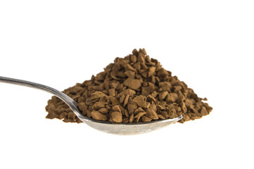 spoon with coffee on isolated white background