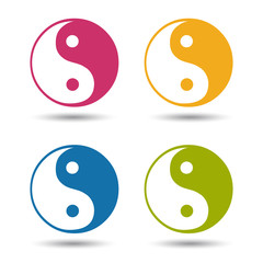 Yin Yang Symbole - Bunte Vektor Illustration - Freigestellt auf weißem Hintergrund