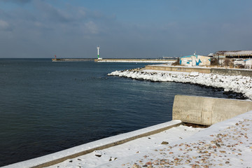 Baltic sea at winter in Hel, Poland