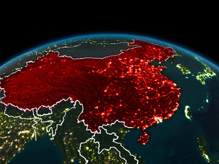 China on Earth at night