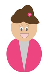 Mulher branca com cabelo curto e roupa pink