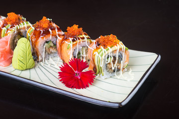 japanese cuisine. sushi on the background