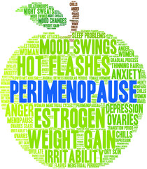 Perimenopause Word Cloud on a white background. 