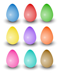set of varied colored realistic easter eggs with vector shadows three dimensional