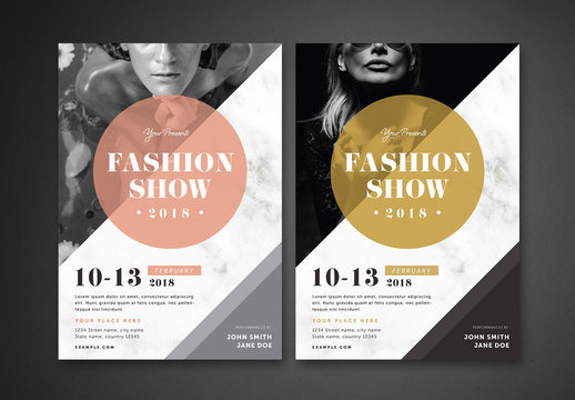 Fashion Show Flyer Layout with Marble Texture 1