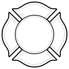 Black And White Firefighter Logo - A vector cartoon illustration of a Firefighter Logo concept. - 196236040