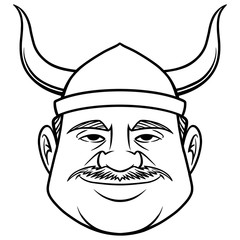 Black And White Viking Dude - A vector cartoon illustration of a guy dressed as a Viking.
