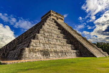 Mexico. Chichen Itza Archaeological Site. North-West view of the Castle (Temple of Kukulcan; on UNESCO World Heritage Site)