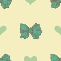 Cute seamless pattern with beautiful hand drawn bows. Vector doodle illustration. Cloth design, wallpaper, wrapping.