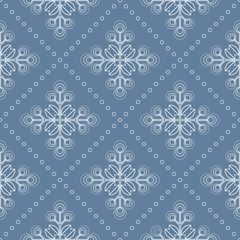 Scandinavian floral background, mid century wallpaper, seamless abstract pattern,  Blue, silver grey and white colors . 