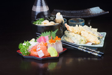 japanese cuisine. sashimi on the background