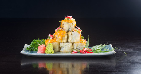 japanese cuisine. sushi on the background