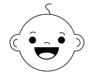 cute baby face icon over white background, vector illustration