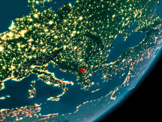 Kosovo from space at night