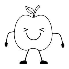 kawaii excited apple icon over white background, vector illustration