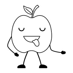 kawaii apple showing the tongue over white background, vector illustration