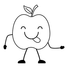 kawaii apple showing the tongue over white background, vector illustration