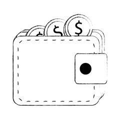 wallet with coin money isolated icon