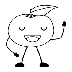 kawaii excited mandarine icon over white background, vector illustration