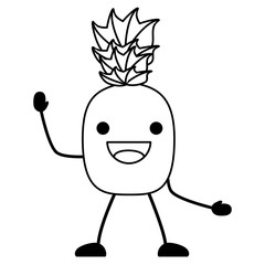 kawaii happy pineapple icon over white background, vector illustration