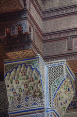Details of interior o f Dar Jamai Museum in El Hedim square in Meknes, Morocco.
