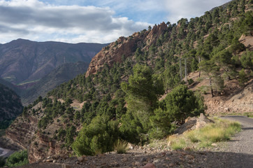 Serpentine road in High Atlas mountain range, Morocco, Africa