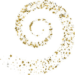 Stream gold stars on a white background. Vector illustration