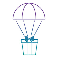 parachute with gift box present vector illustration design