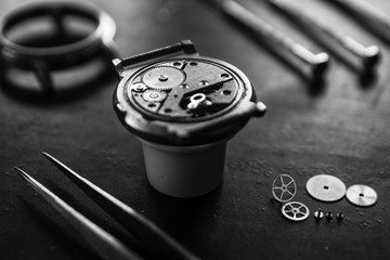 Fototapeta premium Watchmaker's workshop, watch repair