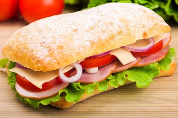 Sliced ham sandwich