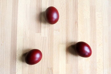 Easter eggs on wooden background