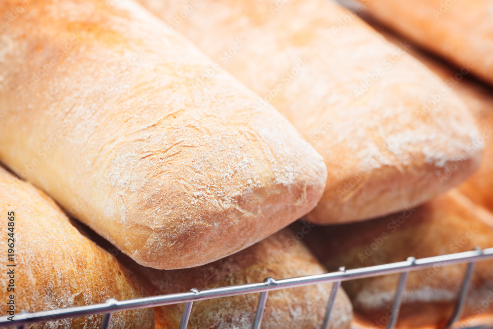 Poster breads on the shelf in the bakery