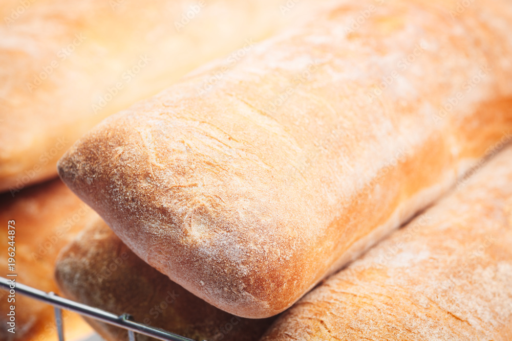 Poster breads on the shelf in the bakery