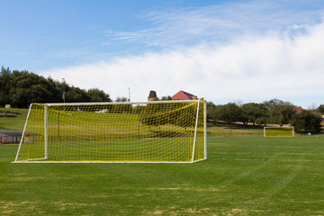 soccer field and goals