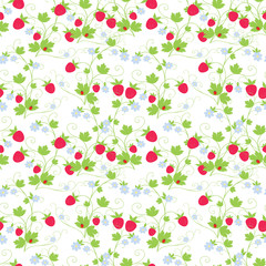 Seamless background of twigs of ripe strawberry