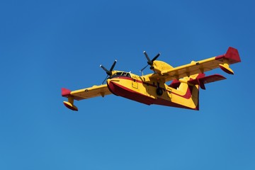 Canadair water bomber flying
