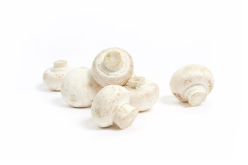 Champignon mushrooms close-up isolated on a white background