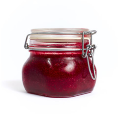 Jam jar isolated on white background