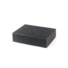 Black sandpaper block isolated on white background