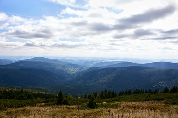view from mountains in National Park Krkonose